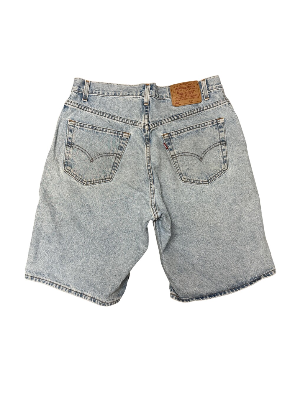 Vintage 90s Levi's 560 Shorts Mens 34 Blue Denim Relaxed Fit Light Wash 5 Pocket